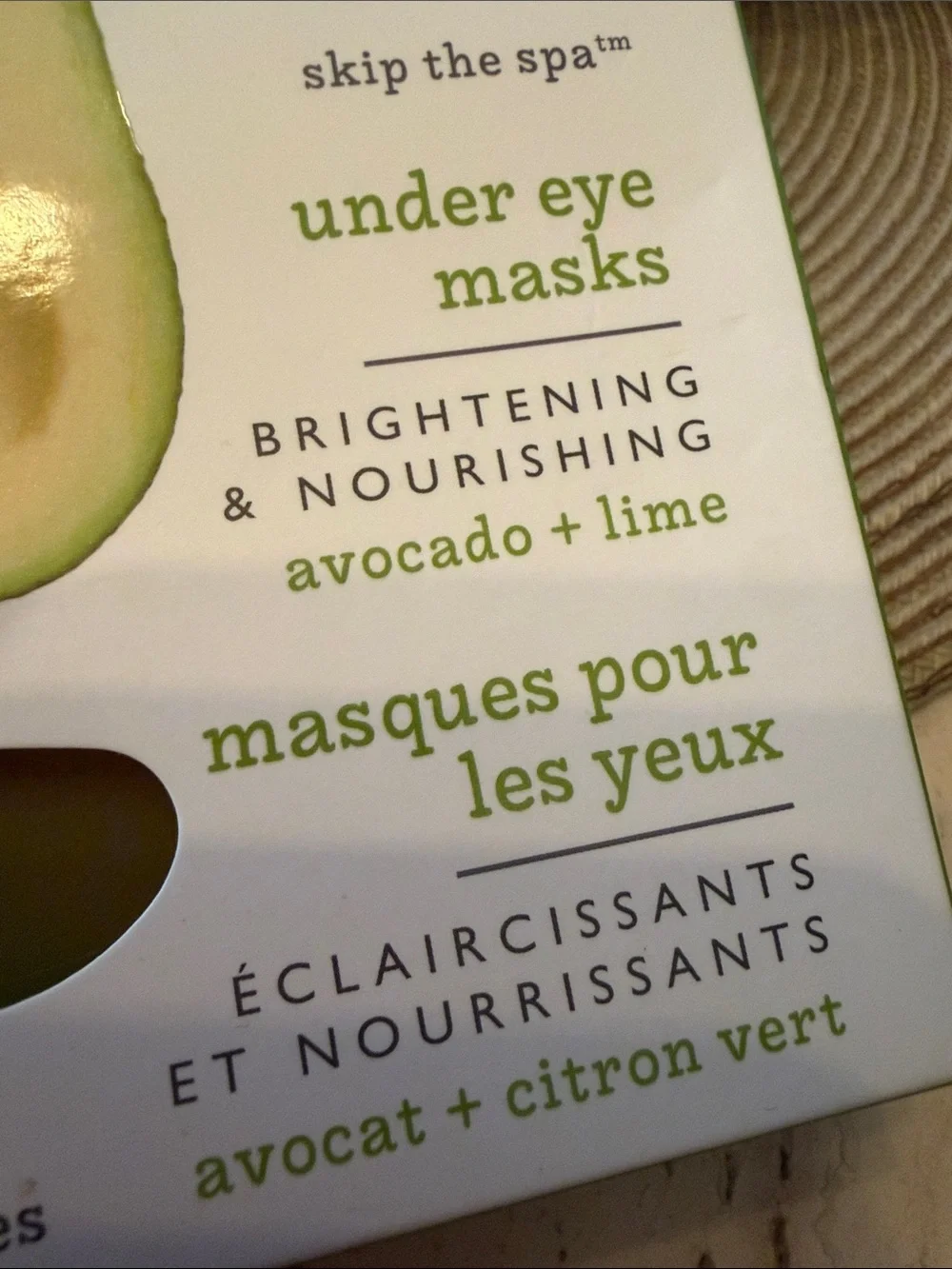 Jean Pierre Brightening Avocado & Lime Under Eye Masks — 5 Pair Green Sealed